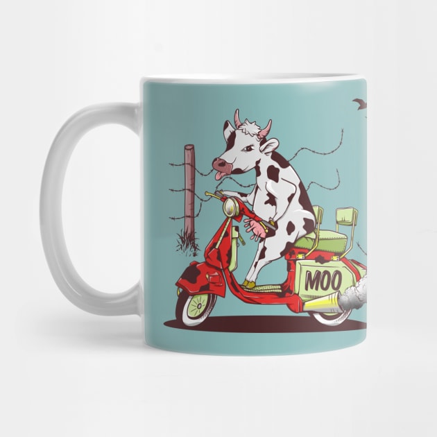 Cow riding a motorcycle by mailboxdisco